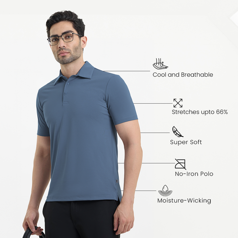 Metal Blue Smart Stretch Polo