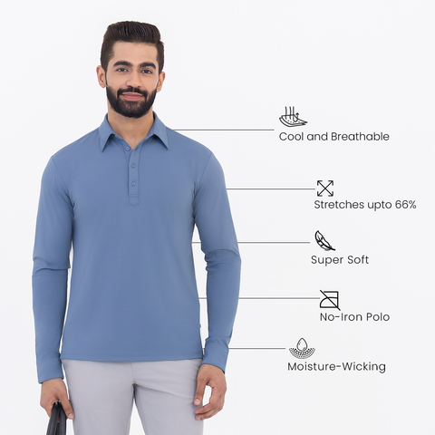 Metal Blue Work Shirt Polo