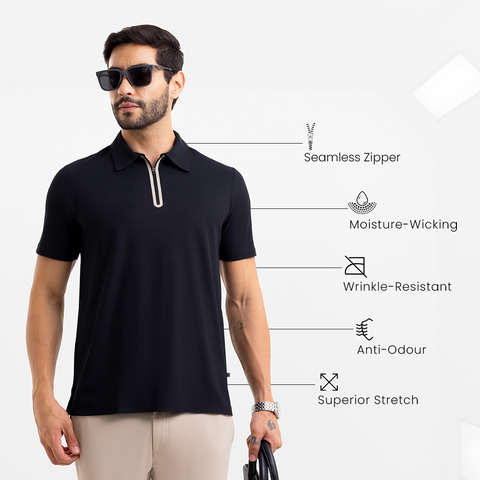 Black ZipTech Work-Polo