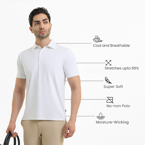 Solid White Smart Stretch Polo