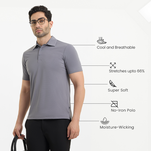 Grey Smart Stretch Polo