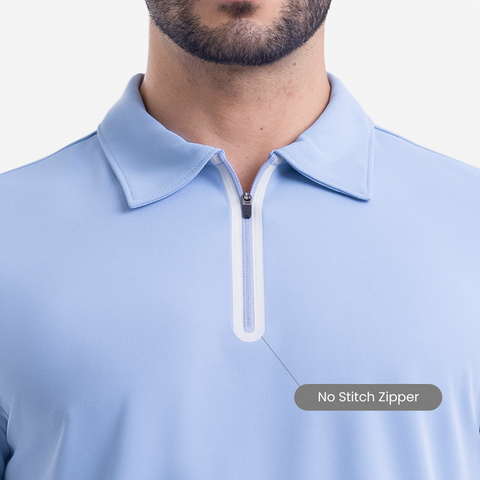 Ice Blue ZipTech Work-Polo