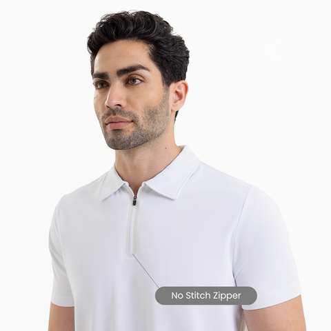 White ZipTech Work-Polo