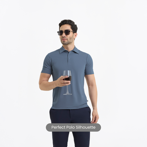 Metal Blue Smart Stretch Polo