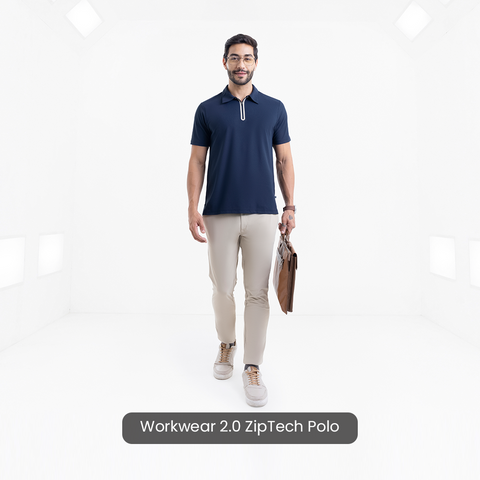 Navy ZipTech Work-Polo