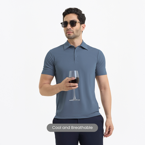 Metal Blue Smart Stretch Polo