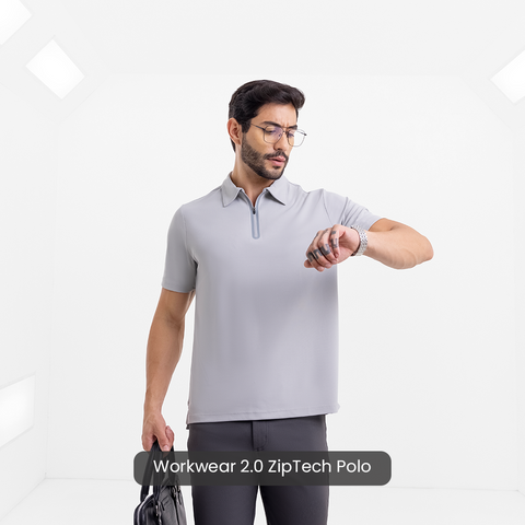 Steel Grey ZipTech Work-Polo