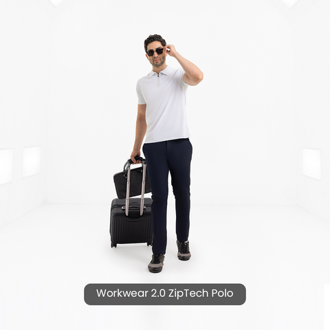 White ZipTech Work-Polo
