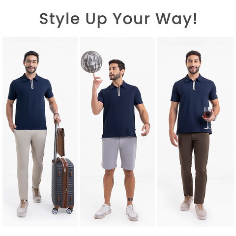 Navy ZipTech Work-Polo