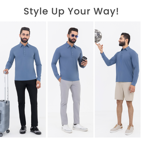 Metal Blue Work Shirt Polo