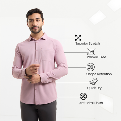 Solid Mauve Workday Shirt with Raglan Sleeves