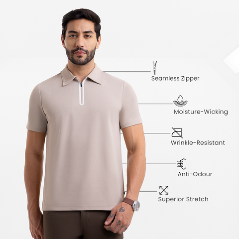 Beige ZipTech Work-Polo