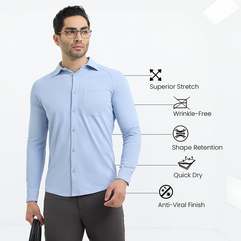 Ice Blue Workday Shirt with Raglan Sleeves