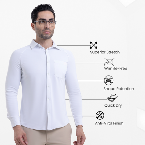 Solid Fog White Workday Shirt with Raglan Sleeves