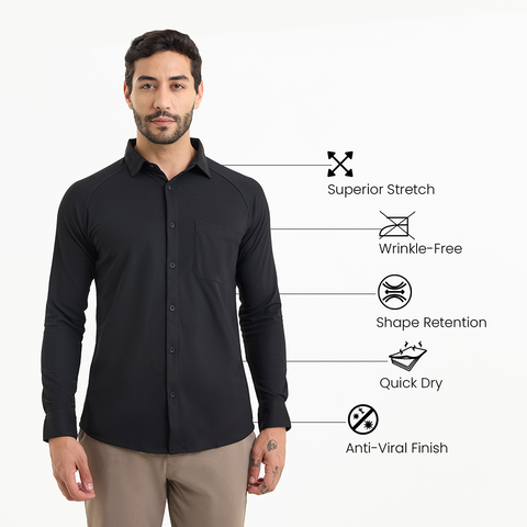 Solid Black Workday Shirt with Raglan Sleeves