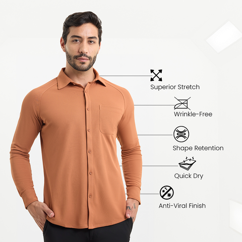 Solid Rust Workday Shirt with Raglan Sleeves
