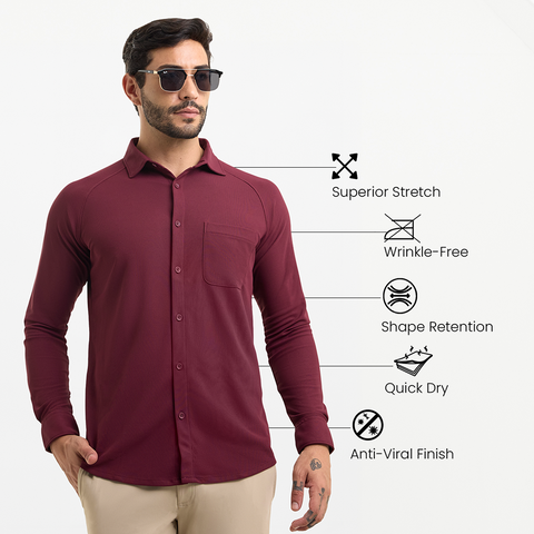 Shadow Maroon Workday Shirt with Raglan Sleeves