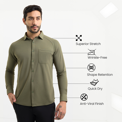 Solid Four Leaf Clover Workday Shirt with Raglan Sleeves