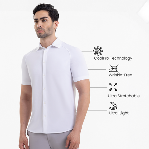 Solid White Raglan-Short Sleeves CoolPro Shirt