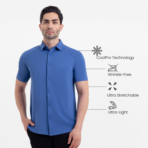 Steel Blue Raglan-Short Sleeves CoolPro Shirt