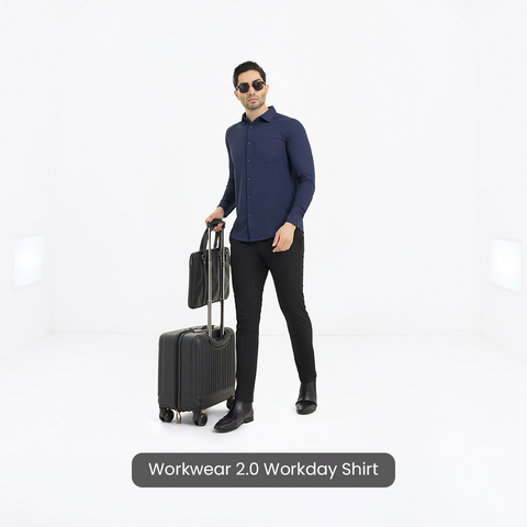 Solid Navy Workday Shirt with Raglan Sleeves