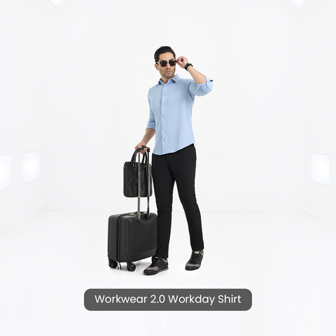 Ice Blue Workday Shirt with Raglan Sleeves