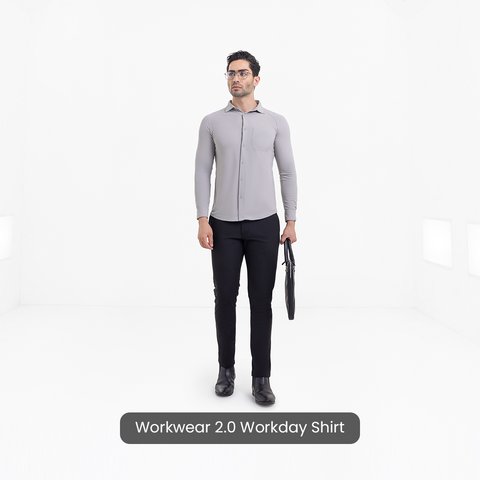 Solid Steel Grey Workday Shirt with Raglan Sleeves