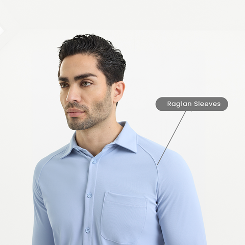 Ice Blue Workday Shirt with Raglan Sleeves