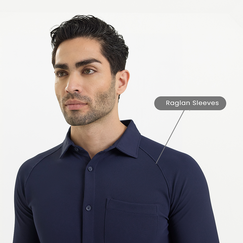 Solid Navy Workday Shirt with Raglan Sleeves