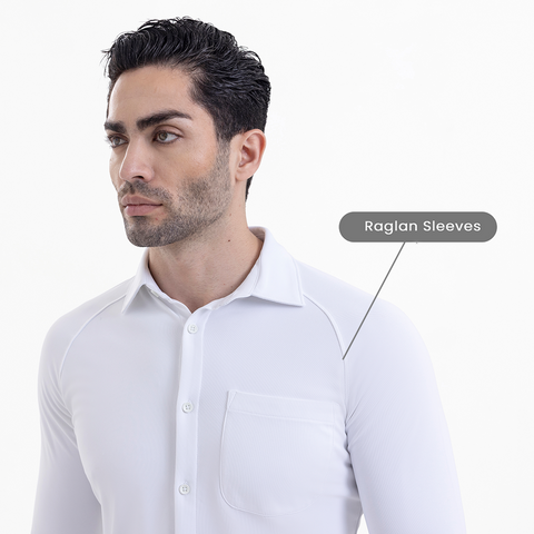 Solid Fog White Workday Shirt with Raglan Sleeves