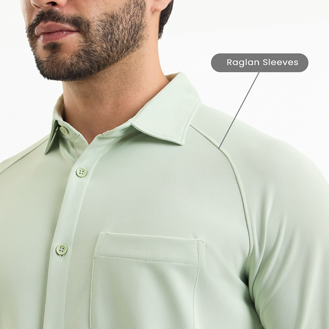 Smoke Green Workday Shirt with Raglan Sleeves