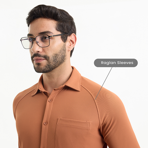 Solid Rust Workday Shirt with Raglan Sleeves