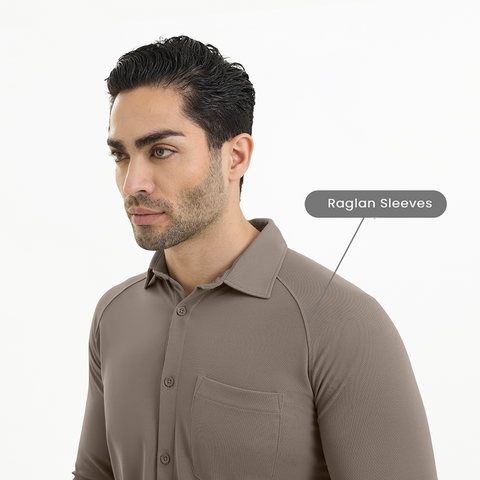 Charcoal Grey Workday Shirt with Raglan Sleeves