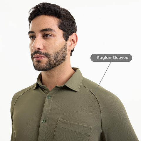 Solid Four Leaf Clover Workday Shirt with Raglan Sleeves