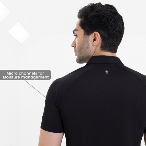 Solid Black Raglan-Short Sleeves CoolPro Shirt