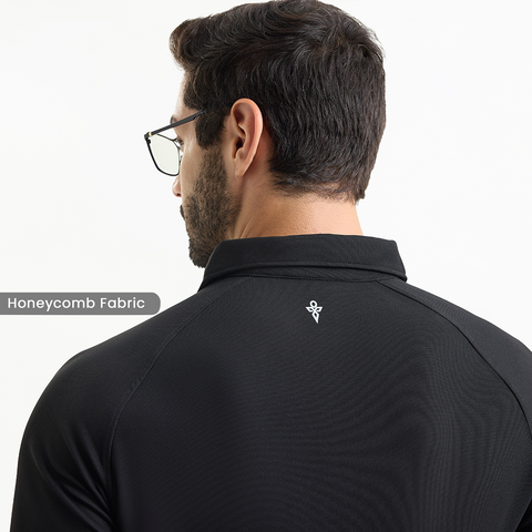 Solid Black Workday Shirt with Raglan Sleeves