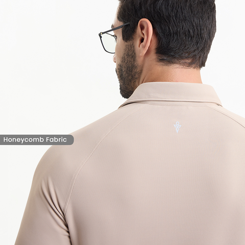 Beige Workday Shirt with Raglan Sleeves
