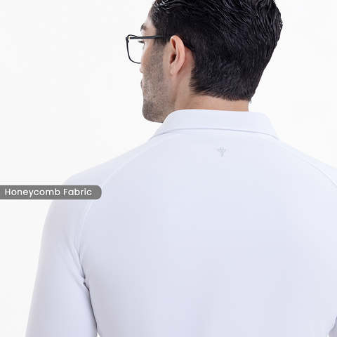 Solid Fog White Workday Shirt with Raglan Sleeves