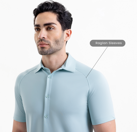 Eggshell Blue Raglan-Short Sleeves CoolPro Shirt