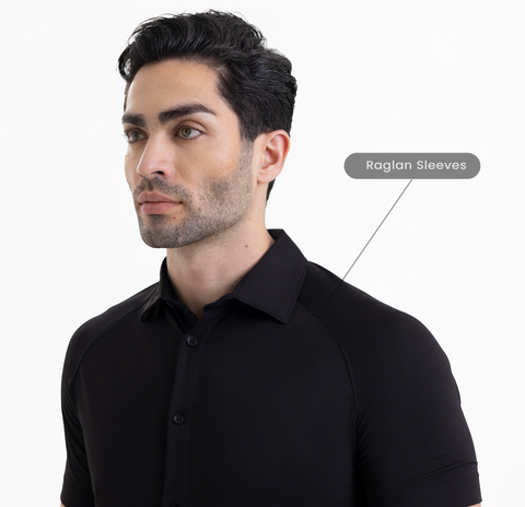 Solid Black Raglan-Short Sleeves CoolPro Shirt