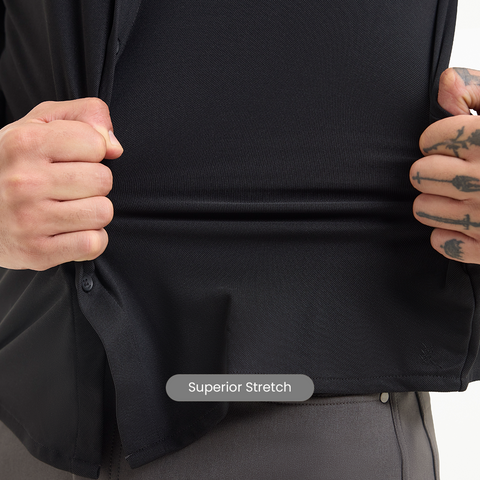 Solid Black Workday Shirt with Raglan Sleeves