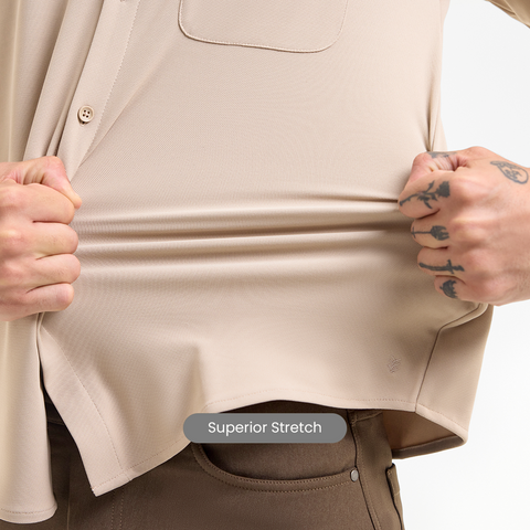 Beige Workday Shirt with Raglan Sleeves