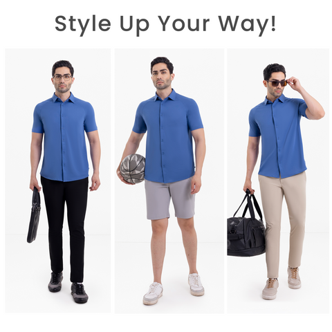 Steel Blue Raglan-Short Sleeves CoolPro Shirt
