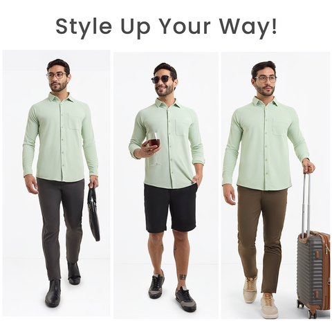 Smoke Green Workday Shirt with Raglan Sleeves