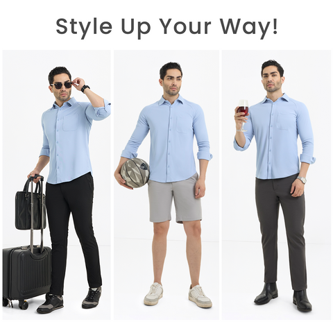Ice Blue Workday Shirt with Raglan Sleeves