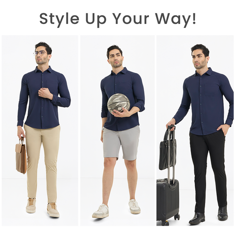 Solid Navy Workday Shirt with Raglan Sleeves