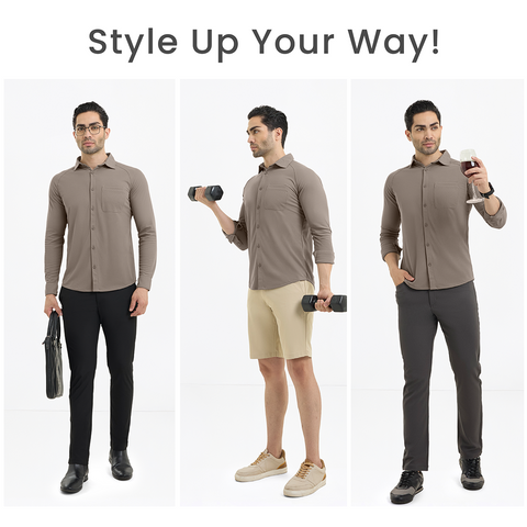 Charcoal Grey Workday Shirt with Raglan Sleeves