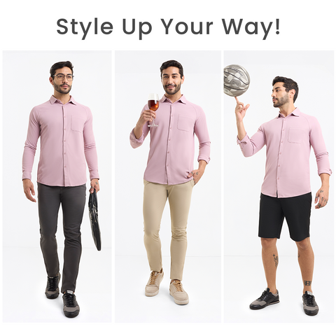 Solid Mauve Workday Shirt with Raglan Sleeves