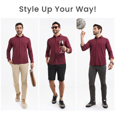 Shadow Maroon Workday Shirt with Raglan Sleeves