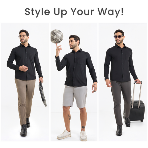 Solid Black Workday Shirt with Raglan Sleeves